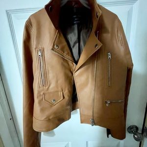 Love Tree Fasion Mauve Faux Leather Jacket orange Leather Biker Jacket